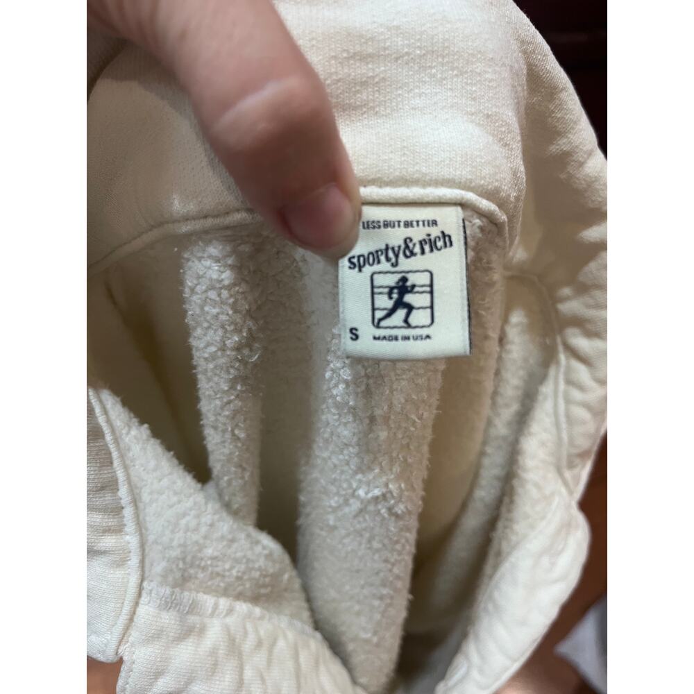 Sporty & Rich Polo Collar Sweatshirt Size S | Cream Made in USA - Picture 2 of 4